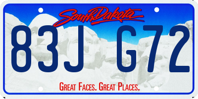 SD license plate 83JG72