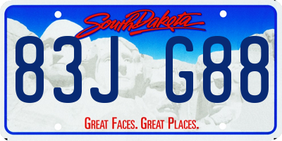 SD license plate 83JG88