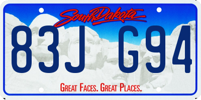 SD license plate 83JG94