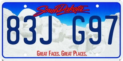 SD license plate 83JG97