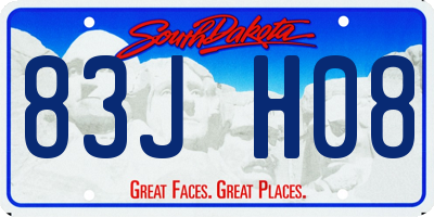 SD license plate 83JH08