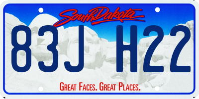 SD license plate 83JH22