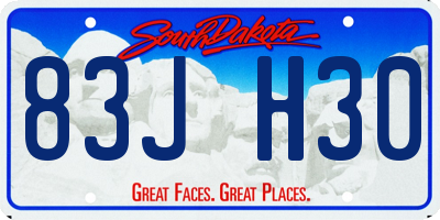 SD license plate 83JH30