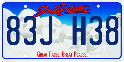 SD license plate 83JH38