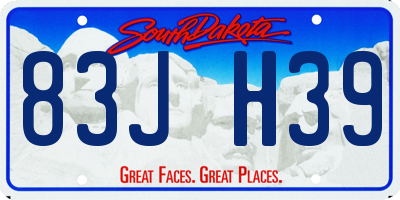 SD license plate 83JH39