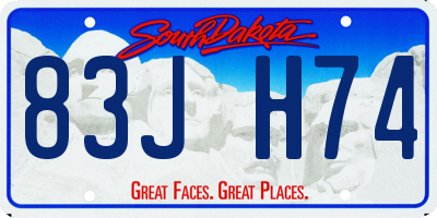 SD license plate 83JH74
