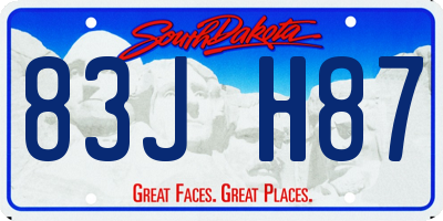 SD license plate 83JH87