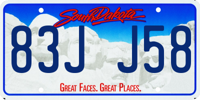 SD license plate 83JJ58