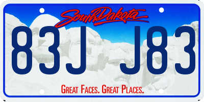 SD license plate 83JJ83