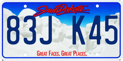 SD license plate 83JK45