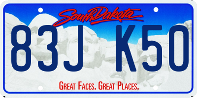 SD license plate 83JK50