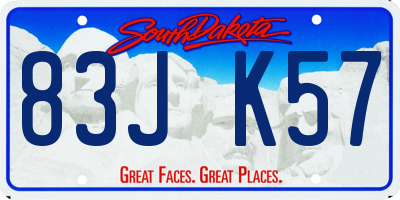 SD license plate 83JK57