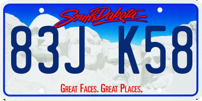 SD license plate 83JK58