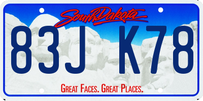 SD license plate 83JK78