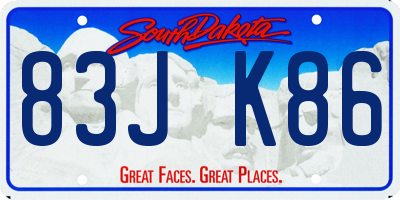 SD license plate 83JK86