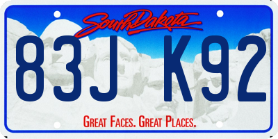 SD license plate 83JK92