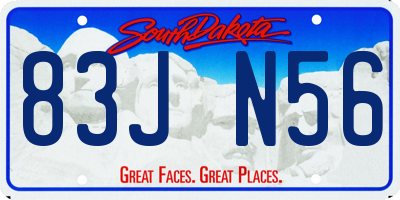SD license plate 83JN56