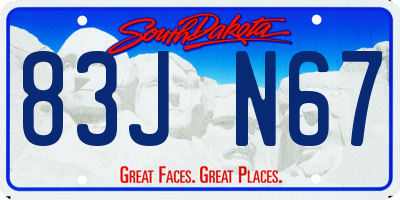SD license plate 83JN67