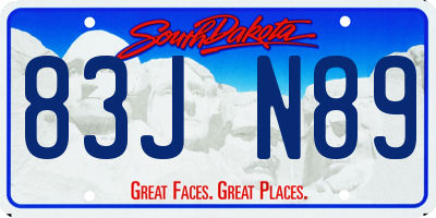 SD license plate 83JN89