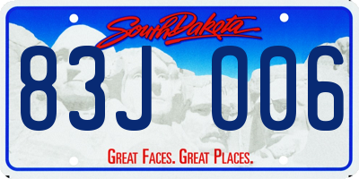 SD license plate 83JO06