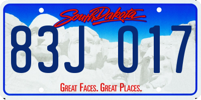 SD license plate 83JO17