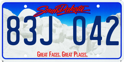 SD license plate 83JO42