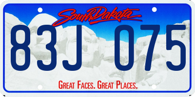 SD license plate 83JO75