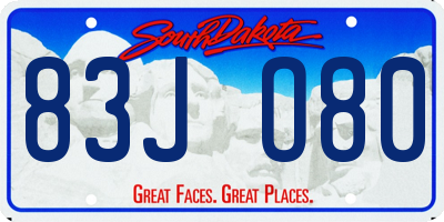 SD license plate 83JO80