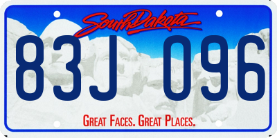 SD license plate 83JO96