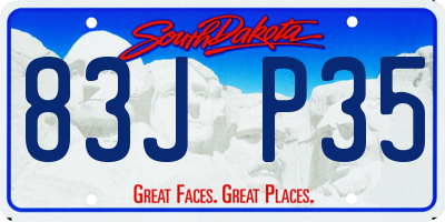 SD license plate 83JP35