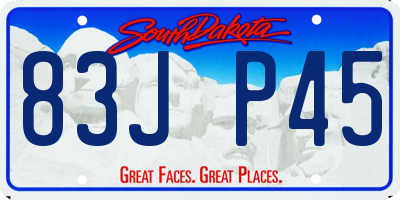 SD license plate 83JP45