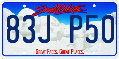 SD license plate 83JP50