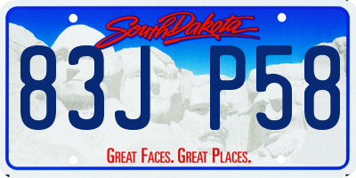 SD license plate 83JP58