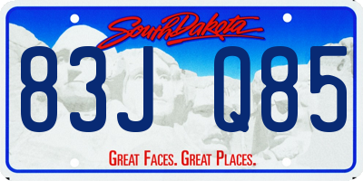 SD license plate 83JQ85