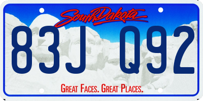 SD license plate 83JQ92