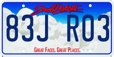 SD license plate 83JR03