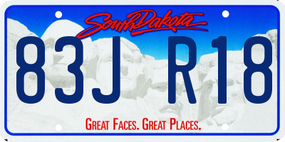 SD license plate 83JR18