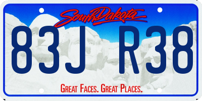 SD license plate 83JR38