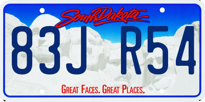 SD license plate 83JR54