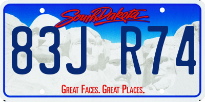 SD license plate 83JR74