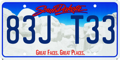 SD license plate 83JT33