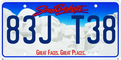 SD license plate 83JT38