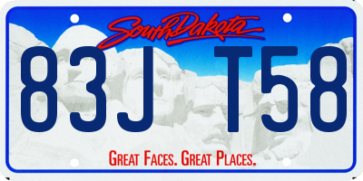 SD license plate 83JT58