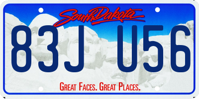 SD license plate 83JU56