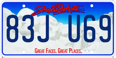 SD license plate 83JU69