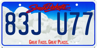 SD license plate 83JU77