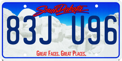 SD license plate 83JU96