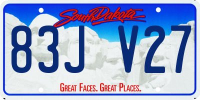 SD license plate 83JV27