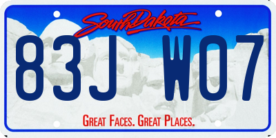 SD license plate 83JW07