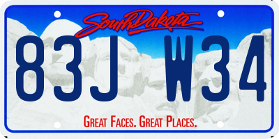 SD license plate 83JW34